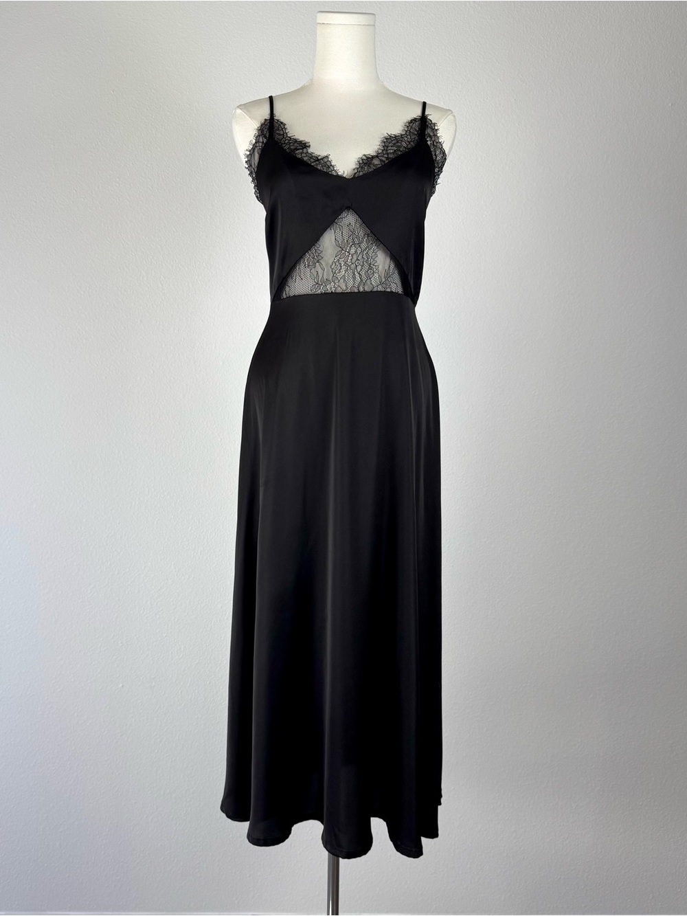 Petal and Pup Midi Slip Dress Black with Lace Trim Size 6
